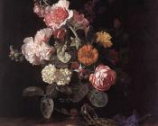 有表与花的花瓶 - 威廉·万·艾斯特